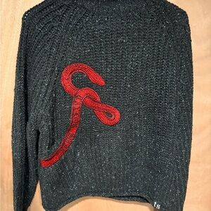 Taylor Swift Black Sweater with Red Snake Design
